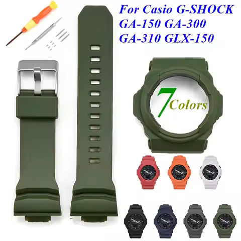 For Casio G-SHOCK GA-150/300/310 GLX-150 Watch Strap Silicone Band Bezel Case with Protective Bumper