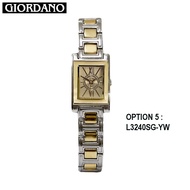 Giordano  Curvex Rectangle  Vintage Slim Quartz Couple Watch (All-Stainless Steel) G3240