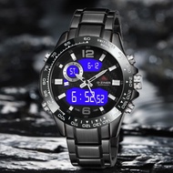 Jam Tangan Pria Original D-Ziner 8306 Double Time Stainless Steel