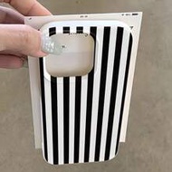 1pc Black And White Striped Pattern, Large Hole Leather Texture Beige Shockproof Phone Protective Ca