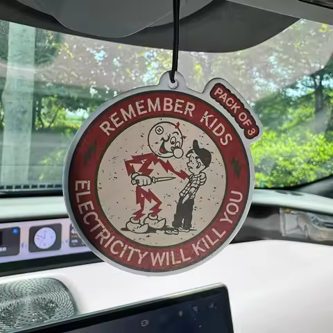 Remember Kids, Electricity Will Kill You RetroHiltonNatural Essential Oil Car Air Freshener | Long-L