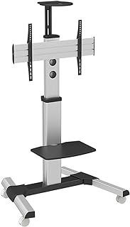 CAZARU Movable TV Trolley Stand, Mobile Floor TV Cart Monitor Stand, Fits 32-65 Inch TVs, Max Support 80kg Weight