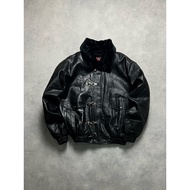 Vintage Califf Matte/Charcoal Black Fireman Claps Leather Jacket
