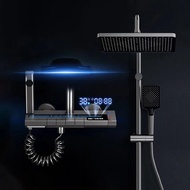 Grey Piano Button Ambient Light Bathroom Shower Full Set Digital Display Shower System Sets Rain Faucets Shower Head