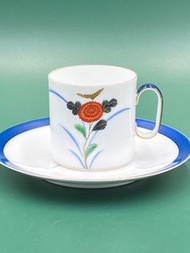日本Koransha香蘭社金邊藍帶菊紋咖啡杯組（4528-2-20-31）