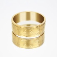 金幣戒指英國 2 便士伊麗莎白二世 2004 年 18k 鍍金戒指