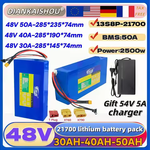 duty-free New 48V 50Ah 45Ah 40Ah 35Ah 30Ah 21700 5000mAh lithium battery pack 2500W motorcycle tricy