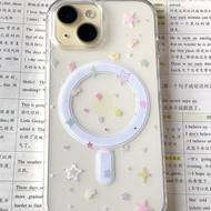 Transparent magnetic suction case for phones, suitable for models such as 17pro/16 Pro Max/15 Pro/14