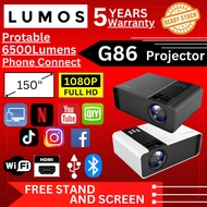 💝5 Years Warranty 💝 6000 lumens G86 Projector FULL HD 1080P Android Mini Projector WIFI LCD A80 Portable Home Projector