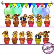 Bowser King Koopa Mario Cupcake Topper Birthday Party Baby Shower Celebration Wedding