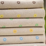 Cotton Linen Fabric Pastoral Little Daisy Cartoon Extra Thick Linen Curtain Pillow Tablecloth Sofa Door Curtain Clearance Sale