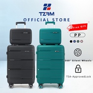 TZJM Polypropylene Luggage Hard Case TSA Lock 8-Wheels Spinner [Free Luggage 14"]
