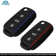 OPENMALL Silicone Car Key 3 Button Key Cases Cover Keychain Protection For VW Golf 4 5 6 7 Bora Acce