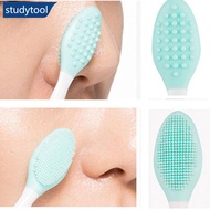 STUDYTOOL 1Pc Wash Face Brush Remove Blackheads Brush Silicone Two-sided Nose Brush Exfoliating Clea