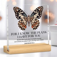 1pc Butterfly Scripture Acrylic Plaque - Religious Bible Verse Desk Decor with Christian Bible Verse