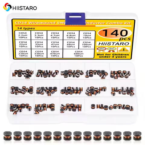 140 Pcs 14 Value 2.2UH - 680UH CD54 Wirewound SMD Power Inductor Combo Kit 2.2UH 3.3UH 4.7UH 6.8UH 1