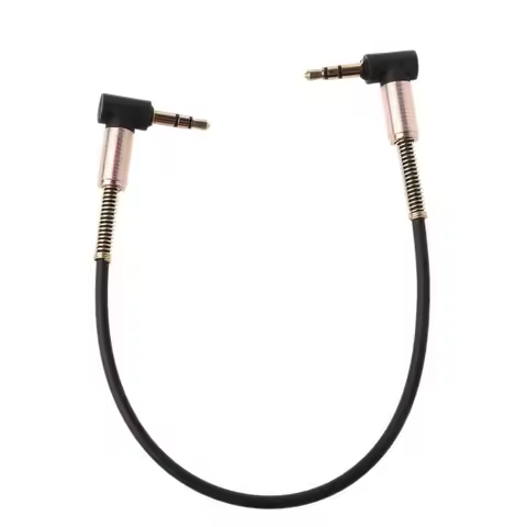 L21D 24cm Dual 90 Degree Nylon 3.5 mm to 3.5mm Male Jack Cable Car Aux Cord for Phone Tablet Player 