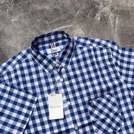 Kemeja Pendek Arrival Christian Dior Bordir Motif Kotak Kotak Pria | Kemeja Casual Kerja Santai Pria