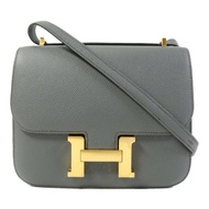 HERMES Epsom皮革Constance Mini金扣肩背袋Bleu Orage