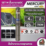 MERCURY  ชุดเลือก ปั๊มบาดาล DC 750W รุ่น MC4-0750-110/65S บ่อ4 น้ำออก2นิ้ว พร้อมอุปกรณ์+ แผงโซล่าเซลล์ 3 แผง บาดาล เมอร์คิวรี่ SOLAR PUMP ดูดน้ำลึก