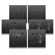 Black UK 13A Wall Socket with USB Type C 18W Quick Charge Plug Socket,Wall power outlet with USB cha