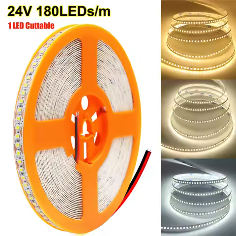 24V 5m 10m/Roll LED Strip Light High Bright 180LEDs/M 2835 8mm 3000K 4000K 6500K RA90 1 LED Cut Flex