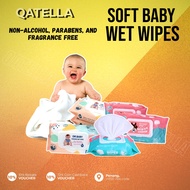 QATELLA【80 Sheets/Pack】Baby Wet Wipes Tissue Baby Wipes Tisu Basah Bayi(Non-Alcohol, Parabens Free, 