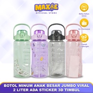 Botol Minum Anak Besar Jumbo VIRAL 2 Liter ada Sticker 3D Timbul WL-21