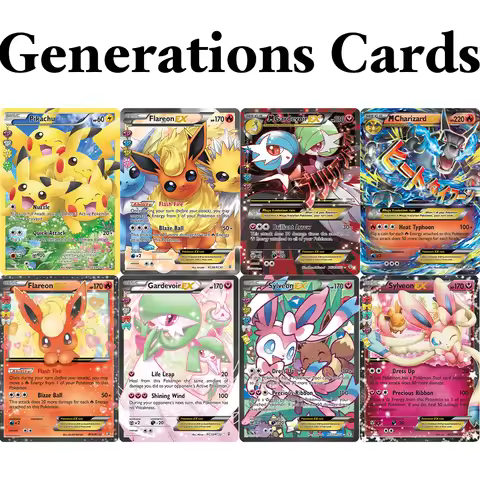 PKM Generations (GEN) Proxy Game Rare Cards DIY M Charizard-EX 012 Gardevoir/Flareon/Flareon/M Garde