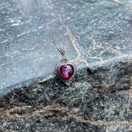 喜迎瑤 925銀 紫雲母 紫鋰雲母 項鍊 手工銀飾 愛心項鍊 復古風