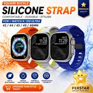 Soft Silicone Stainless Steel Strap For i-Watch 9 S10 Band Series 10 42/44/45/49/46MM sport Watchban