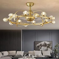 Modern Hanging Light,Inverter Fan Lamp with Remote Control,Crystal Fan Chandelier,Timer Switch,Six-Speed Speed Regulation,for Dining Room Better life