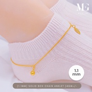 Merlin Goldsmith 22K 916 Gold (1.1mm) Solid Box Chain Anklet (4GM+/-)