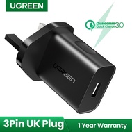 UGREEN UK PLUG 18W Quick Charge 3.0 Charger Mobile Phone Charger for  12 Pro max Samsung S21 S20 S10