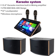 Karaoke system,15.6'' ECHO Karaoke machine built in Mixing amplifier,10''Loudspeaker,Wireless microphone,2TB HDD With 40K Songs,Multi-Language songs on cloud,Android KTV Dual system.