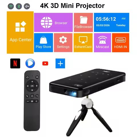 ICANZUO P09II Smart 4K 3D Mobile Projector Android OS 2G RAM 32G ROM Built-in Battery 5G Wifi BT For