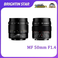 Brightin Star 50mm F1.4 large aperture lens brightin Star 5014, suitable for SONY E, Canon rf and Fu