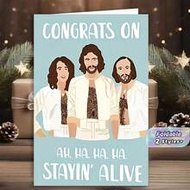 1pc "Nostalgic Bee Gees 'Congrats On Stayin' Alive' Birthday Card"Cheerful Celebration Card – Soft S