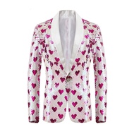 24 Suit Men's Love Heart Flip Sequin Suit Jacket Singer Host Can Dress Men's Sequin Suit