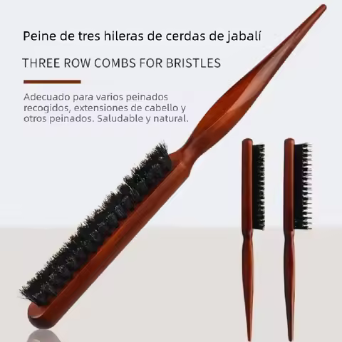 Boar Bristle Hair Brush – Anti-Static Scalp Massage Paddle Brush, Professional Stylist Tool for Teas