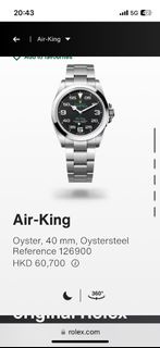 Rolex Air King 全新 Hkd62000一口價 2024年3月證書