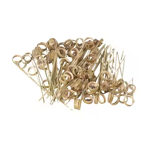 Barbeque Party Scissor Shaped Eco-friendly Decorative Bamboo Appetizers Picks Ring Toothpick Cocktai