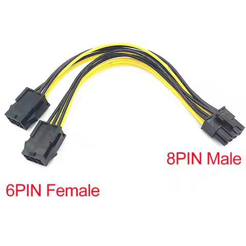8Pin Male to Dual 6 Pin Female Cable Adapter 20cm CPU 8 Pin To Graphics Video Card PCIe Power Splitt
