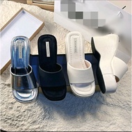 (Slim feet correct size, thick to increase size) Women's Bread Sandals 9Cm High, Square Toe, Thick H