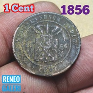 Koin 1 Cent Tahun 1856 Korosi Jaman Hindia Belanda asli Nederlandsch Indie sen buntu tembaga uang lo