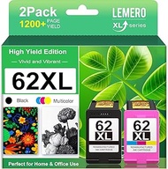 LEMERO 62XL Ink Cartridges Remanufactured Ink Cartridge Replacement for HP Ink 62 for HP 62XL Ink Ca