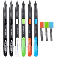 M&G 6 Pack Mechanical Pencils with Erasers 1.8mm, 3 Tubes of Lead Refills, Bulk Mechanical Pencils f