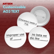 Artsen Custom AO3 Tags 32mm Metal Back Glossy Finish