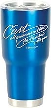 Dicksons SSTUM30BL-24 Cast All Your Cares - 1 Peter 5:7-8 Inch - 30 Ounce Blue Stainless Steel and P