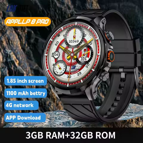 LOKMAT APPLLP 8 PRO Android Smart Watch Phone Big Round Screen Wifi 4G Network Watch Camera Smartwat